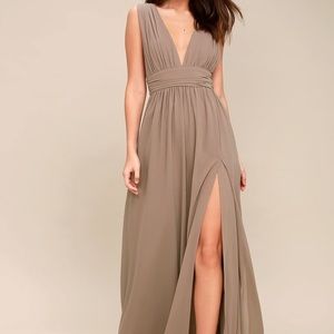 Heavenly Hues Taupe Maxi Dress